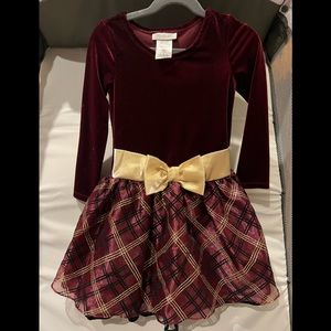 Little Girls Bonnie Jean Burgundy Holiday Dress